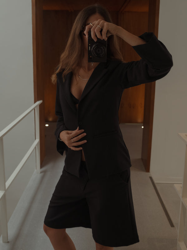 WAIST CLASSIC BLAZER - BLACK