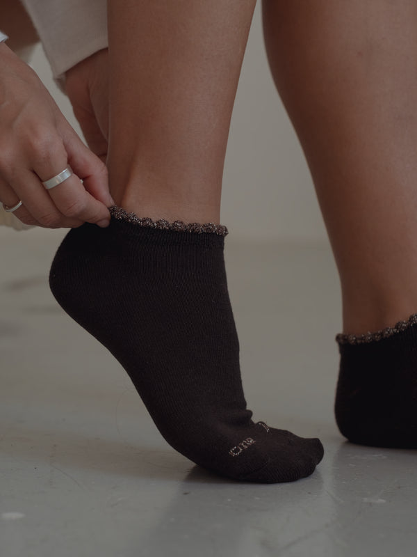 WAVE ANKLE SOCKS - BROWN & COCOA
