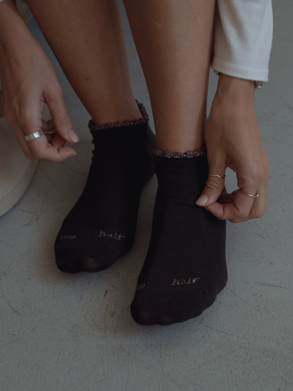 WAVE ANKLE SOCKS - BROWN & COCOA