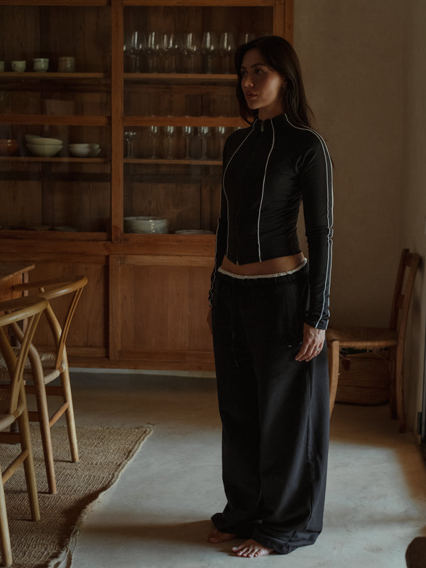 WIDE LEG SWEATPANT - BLACK
