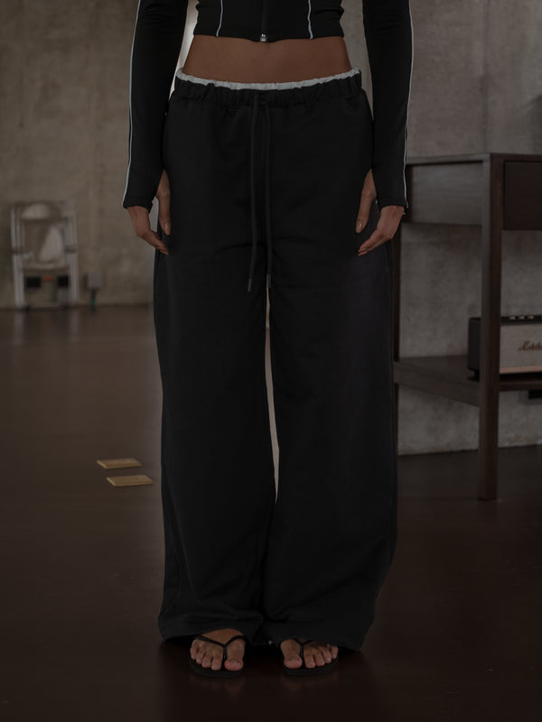 WIDE LEG SWEATPANT - BLACK