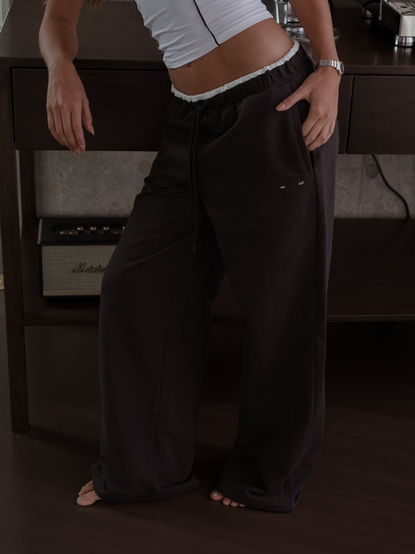 WIDE LEG SWEATPANT - BROWN