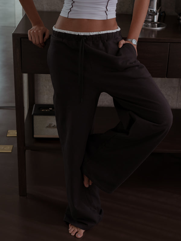WIDE LEG SWEATPANT - BROWN