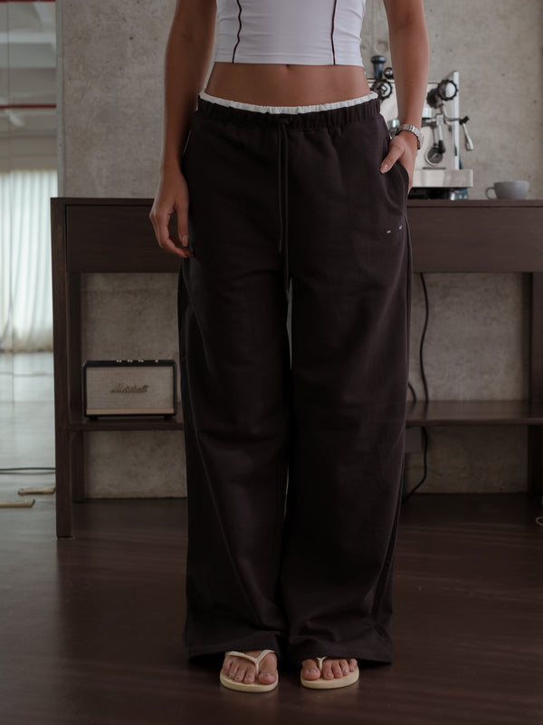 WIDE LEG SWEATPANT - BROWN