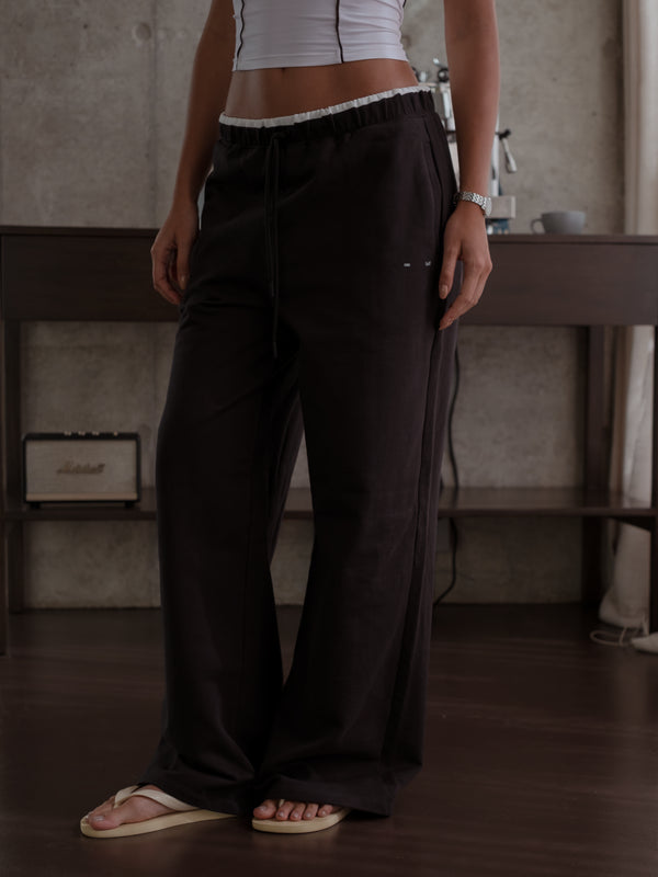 WIDE LEG SWEATPANT - BROWN